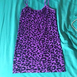 A black and purple cheetah print dress, 2000s vibes